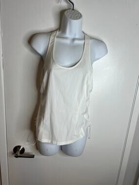 Athleta Women's Racerback Tank Mesh Sides White ~ Size XS